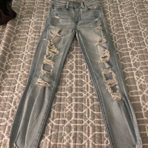 Light wash super high waisted American eagle jeans